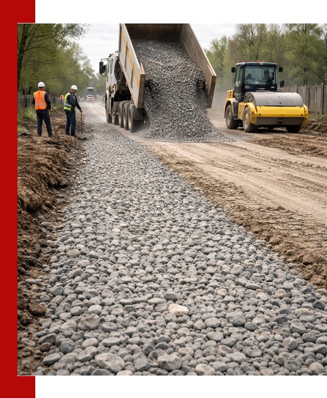 Доставка щебня для отсыпки дорог в Моршанске высокого качества