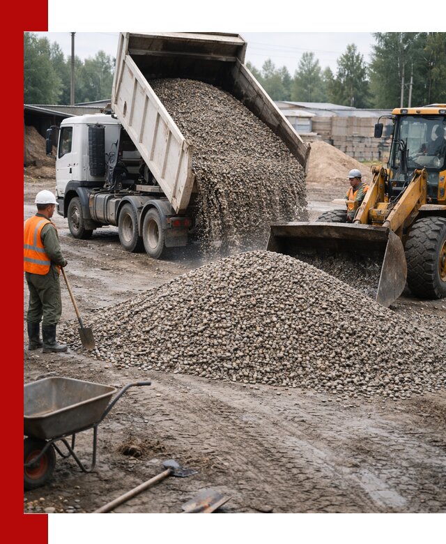 Мытый гравий с доставкой в Моршанске от карьера до участка