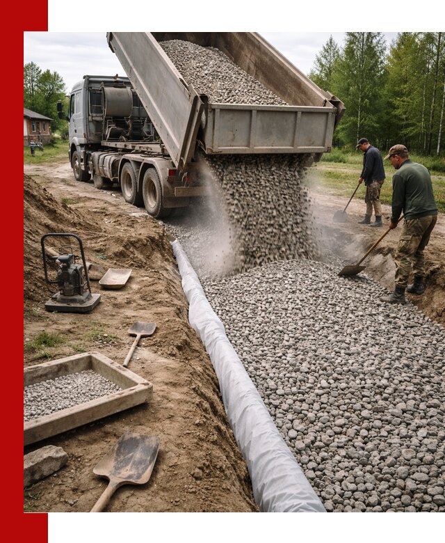 Гравий для дренажа с доставкой в Моршанске качественный и недорогой