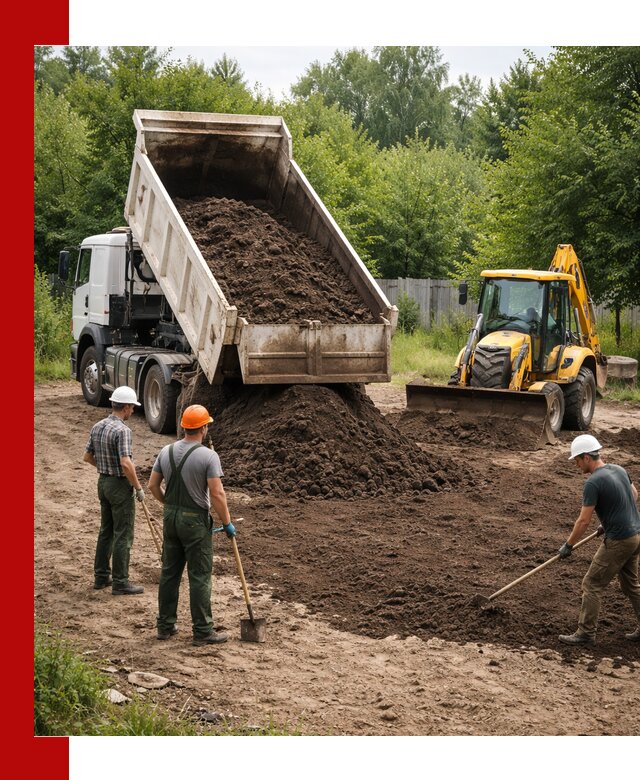 Доставка и укладка грунта для выравнивания участка в Моршанске