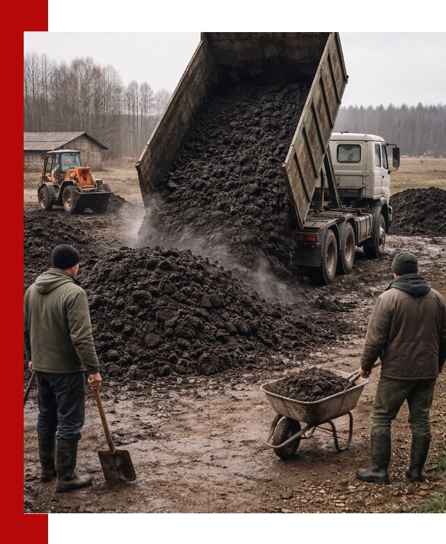 Доставка низинного торфа с разгрузкой и доставкой в Моршанске