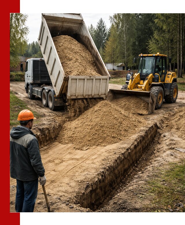Доставка песчаного грунта в Моршанске для строительных работ