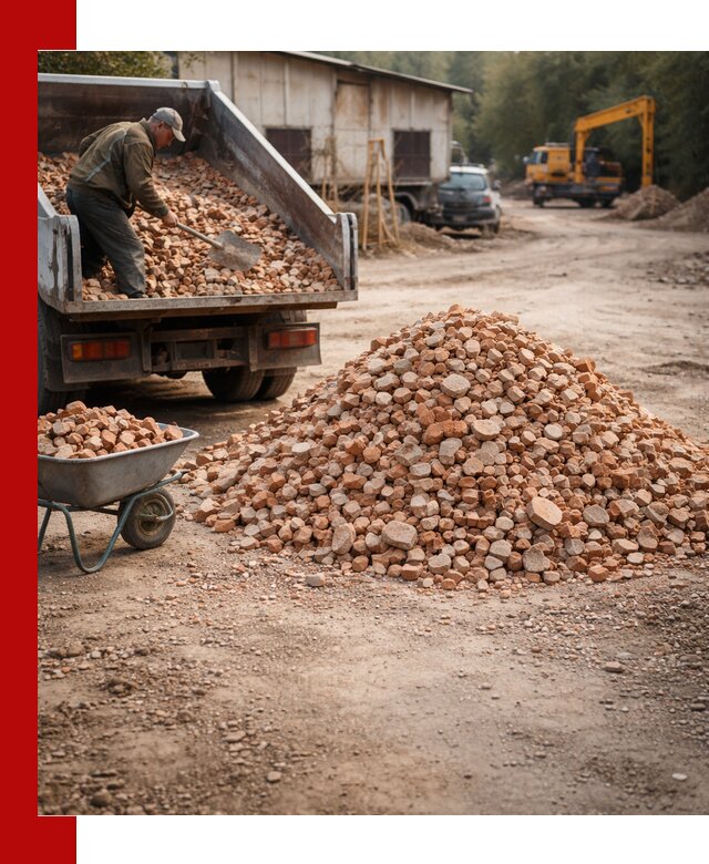 Доставка и подушка из боя кирпича с разгрузкой в Моршанске