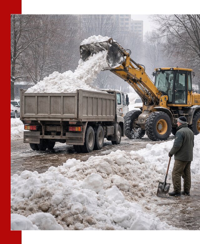 Вывоз снега грузовой техникой в Моршанске оперативно и чисто