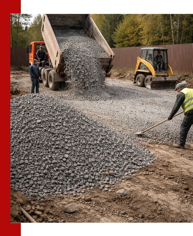 Отсыпка участка щебнем с доставкой и уплотнением в Моршанске