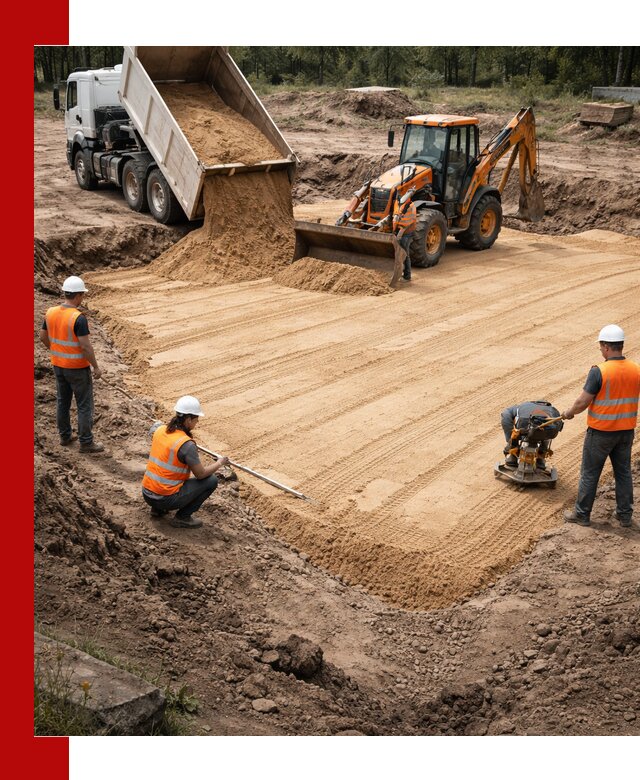 Устройство песчаной подушки для фундаментов и дорог в Моршанске